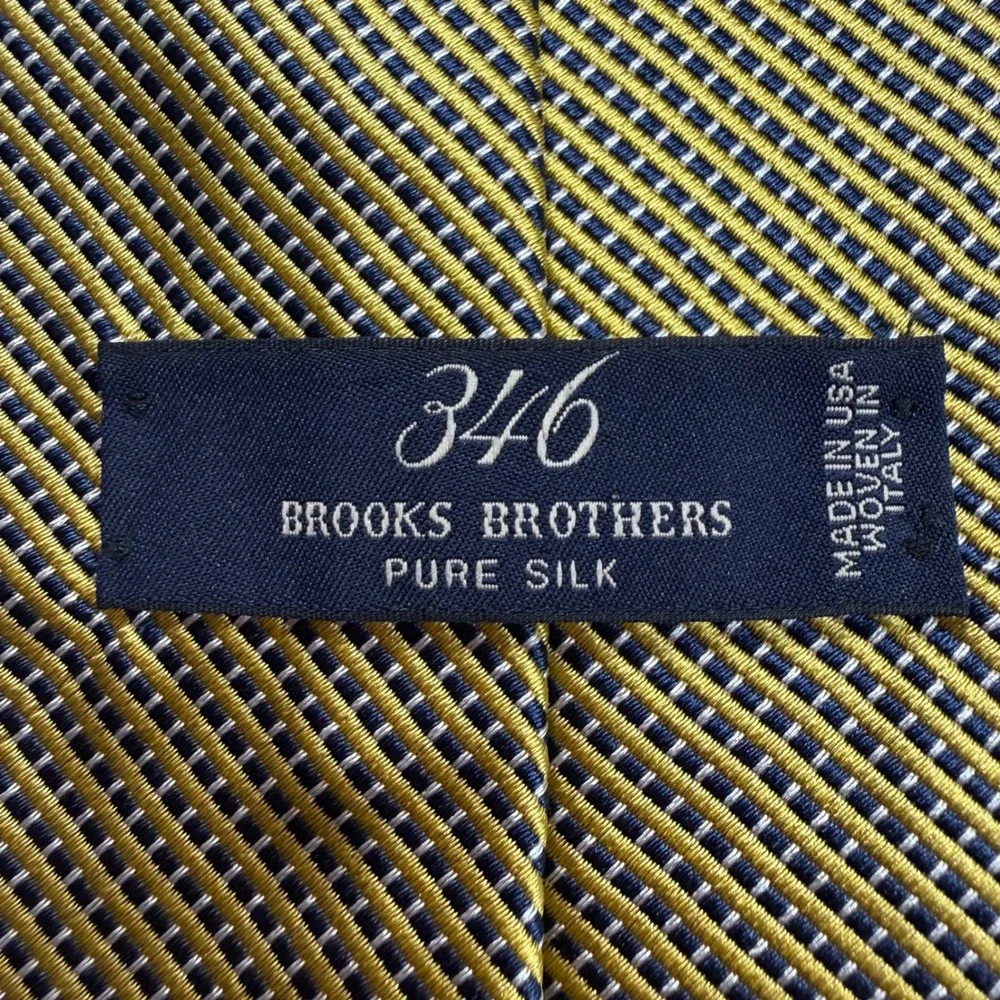 Brooks Brothers 346 Men's‎ Pure Silk Tie Yellow Black Micro Dot Pattern